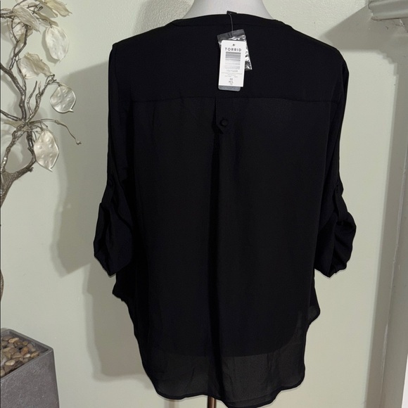 Torrid Black Blouse with Roll-Tab Sleeves - Picture 5 of 5